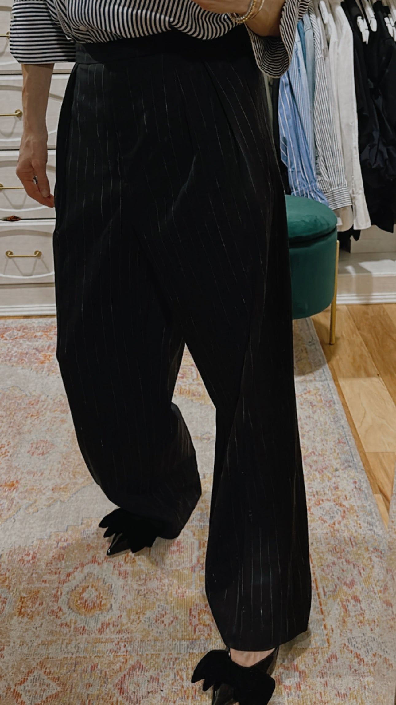 Róhe Wide Leg Pinstripe Trouser