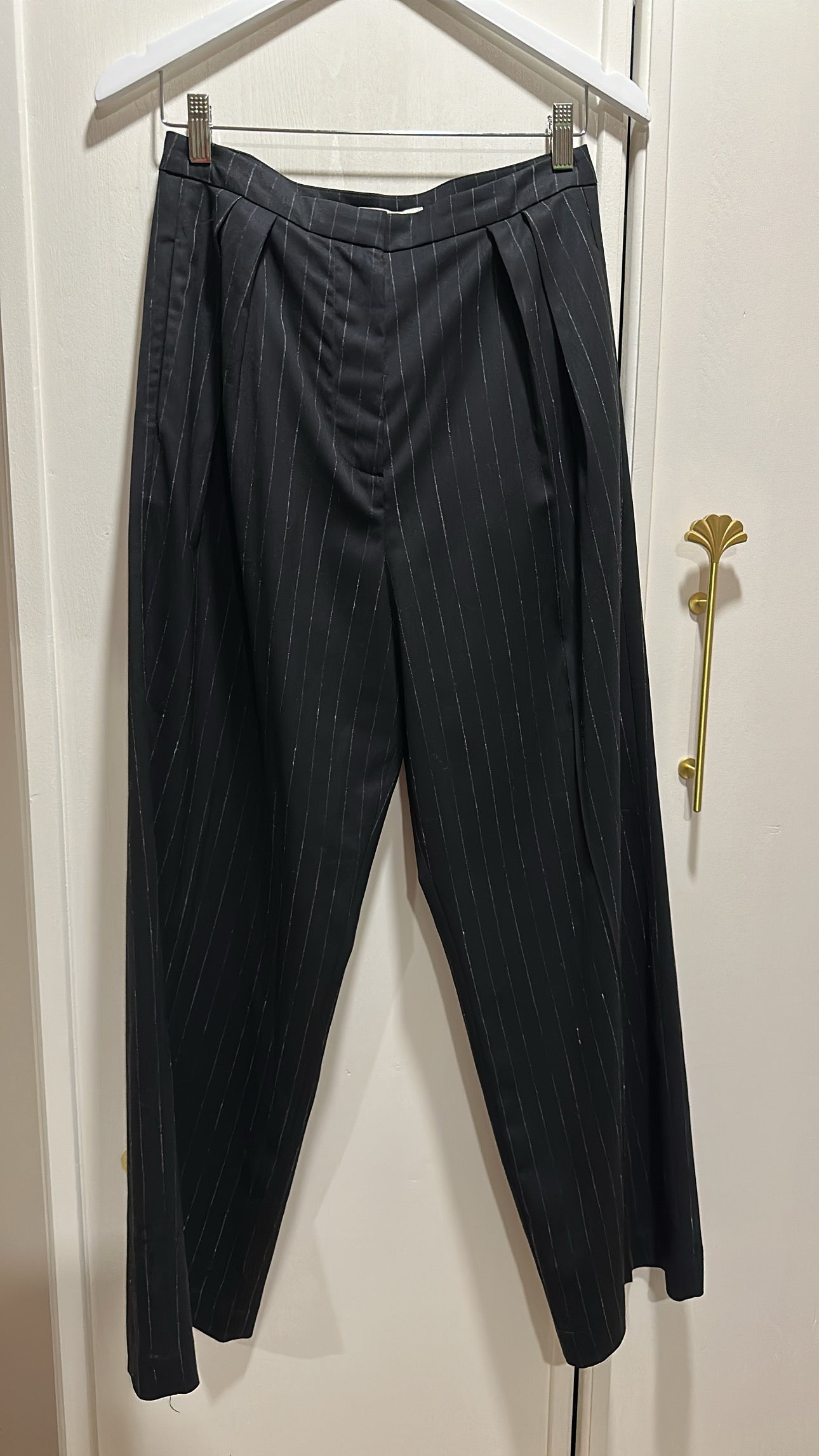 Róhe Wide Leg Pinstripe Trouser